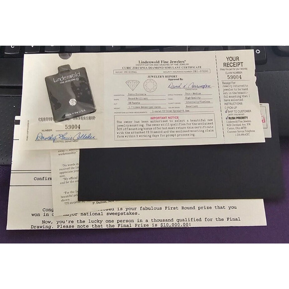 Lindenwold Fine Jewelers CZ 1 Carat Cubic Zirconia W/Certificate Excellent 6.5mm - Picture 1 of 3